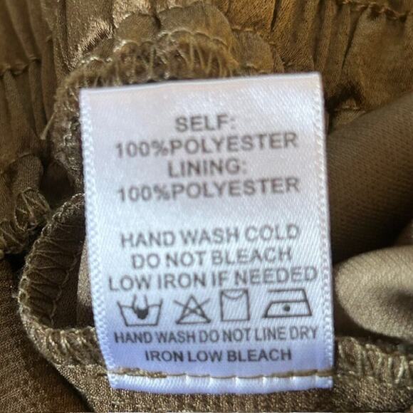 Akira Cargo Strapless Gold/Bronze Elasticized  Tie Waist Jumpsuit, Size Small - Picture 7 of 8